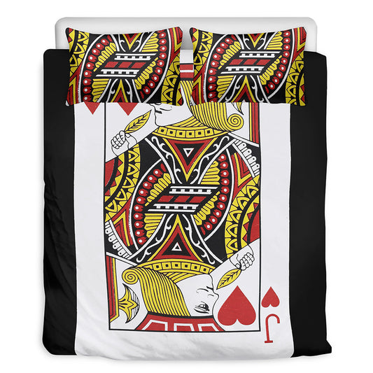Jack Of Hearts Playing Card Print Duvet Cover Bedding Set