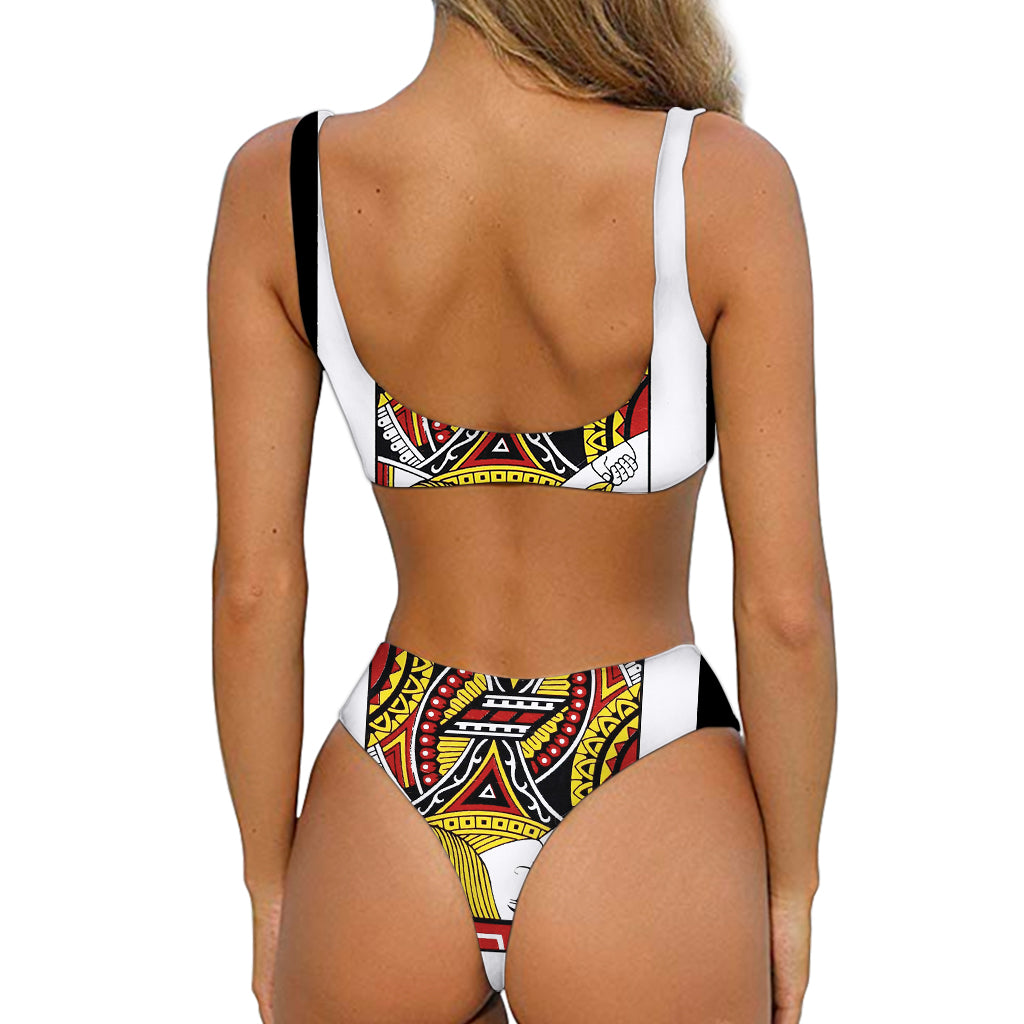 Jack Of Hearts Playing Card Print Front Bow Tie Bikini
