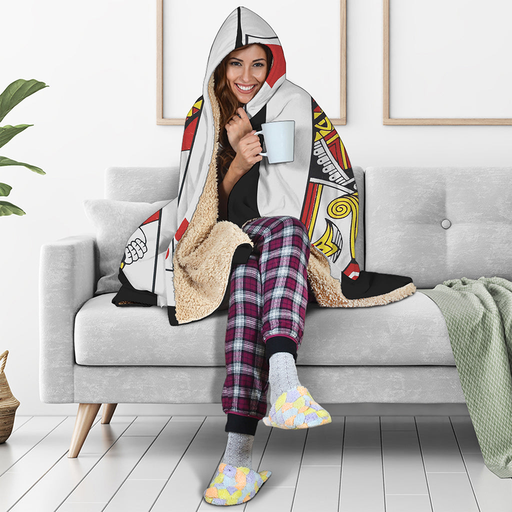 Jack Of Hearts Playing Card Print Hooded Blanket