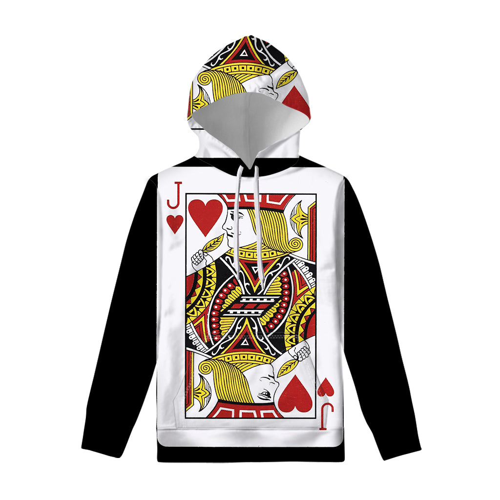 Jack Of Hearts Playing Card Print Pullover Hoodie