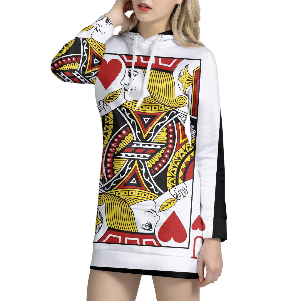 Jack Of Hearts Playing Card Print Pullover Hoodie Dress