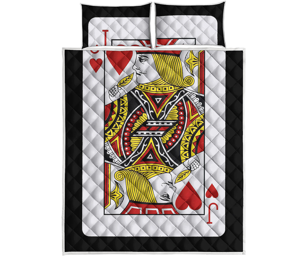 Jack Of Hearts Playing Card Print Quilt Bed Set