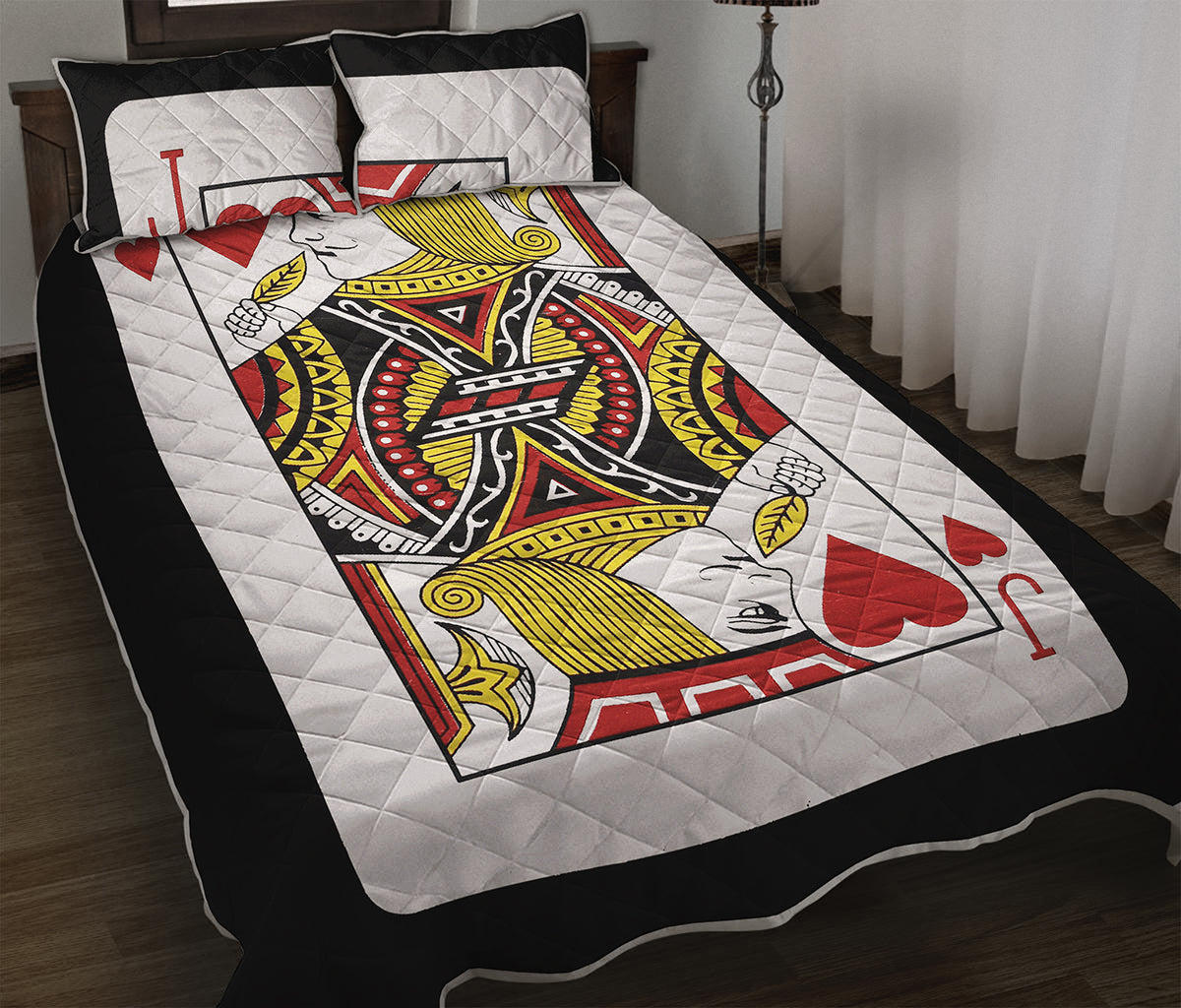 Jack Of Hearts Playing Card Print Quilt Bed Set