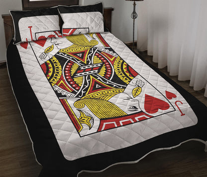 Jack Of Hearts Playing Card Print Quilt Bed Set