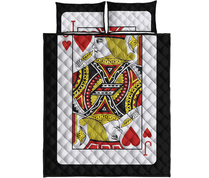 Jack Of Hearts Playing Card Print Quilt Bed Set