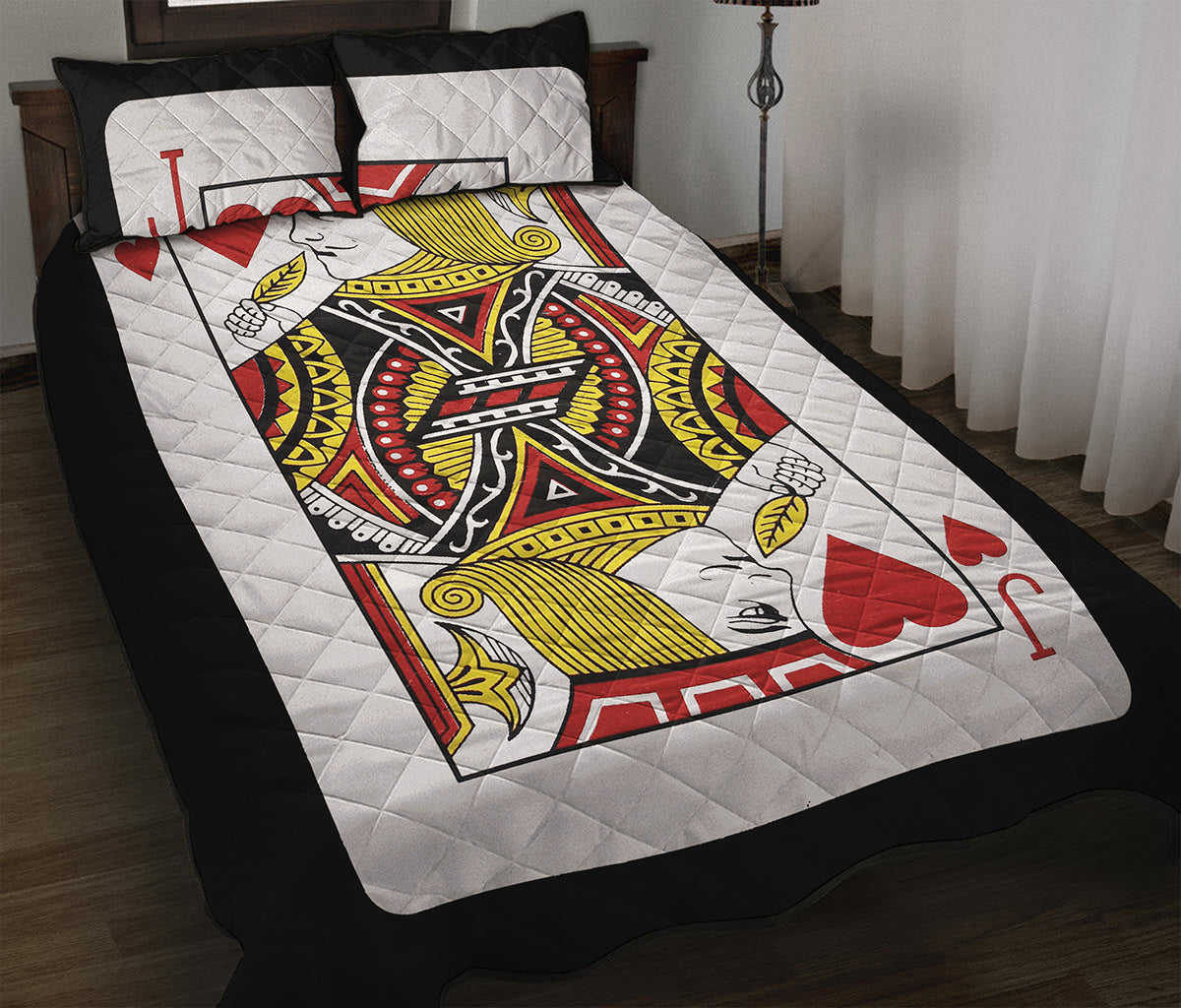 Jack Of Hearts Playing Card Print Quilt Bed Set
