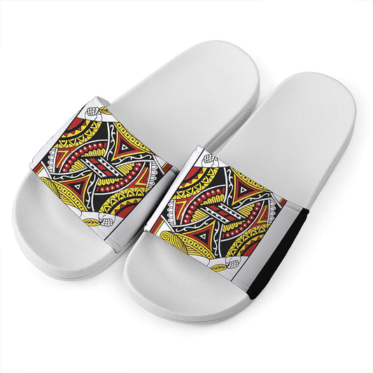 Jack Of Hearts Playing Card Print White Slide Sandals