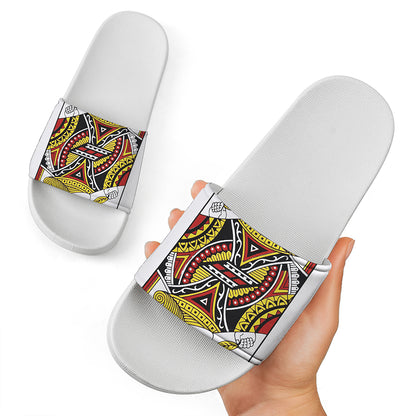 Jack Of Hearts Playing Card Print White Slide Sandals