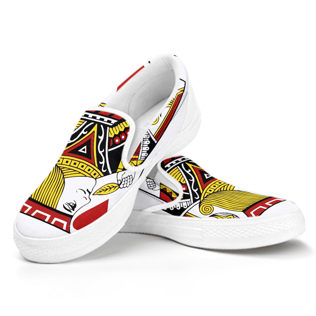Jack Of Hearts Playing Card Print White Slip On Shoes