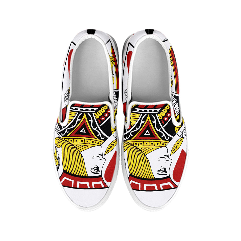 Jack Of Hearts Playing Card Print White Slip On Shoes