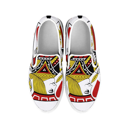 Jack Of Hearts Playing Card Print White Slip On Shoes