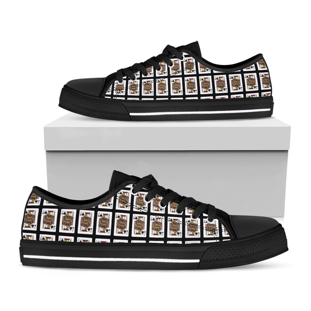 Jack Of Spades Playing Card Pattern Print Black Low Top Shoes