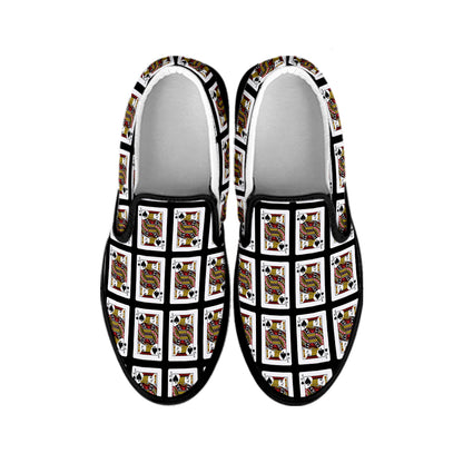 Jack Of Spades Playing Card Pattern Print Black Slip On Shoes