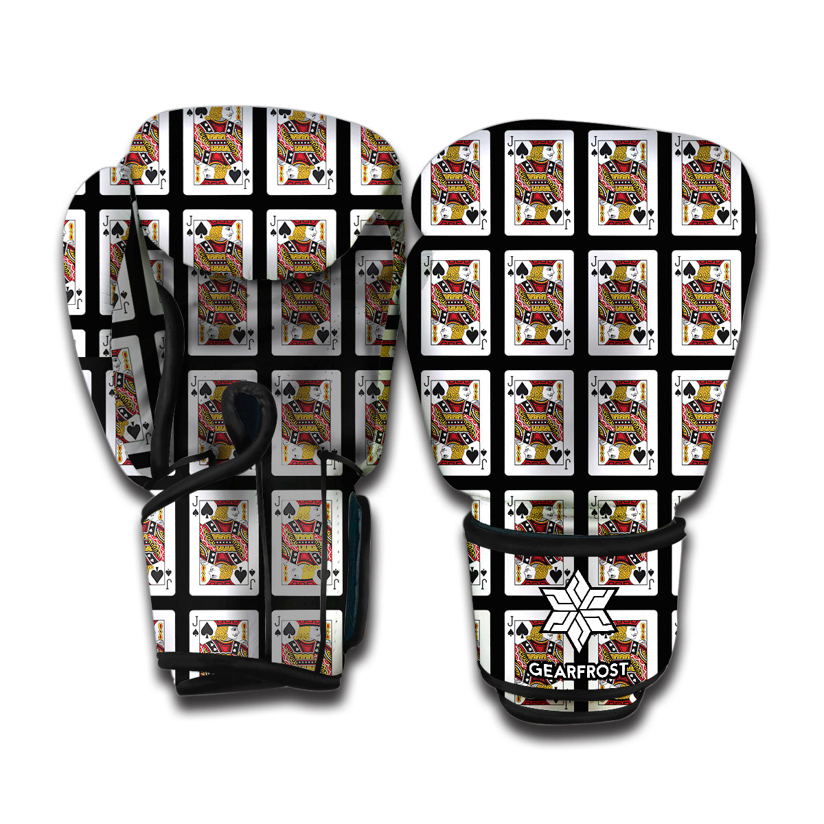 Jack Of Spades Playing Card Pattern Print Boxing Gloves