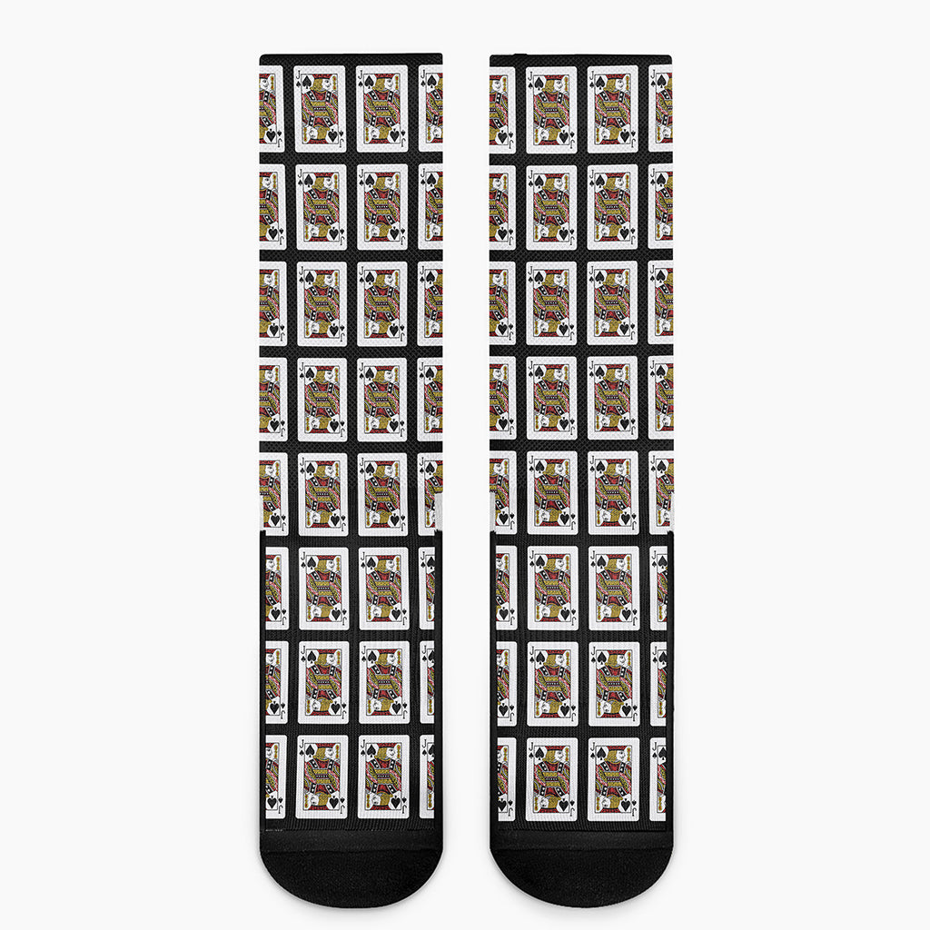 Jack Of Spades Playing Card Pattern Print Crew Socks
