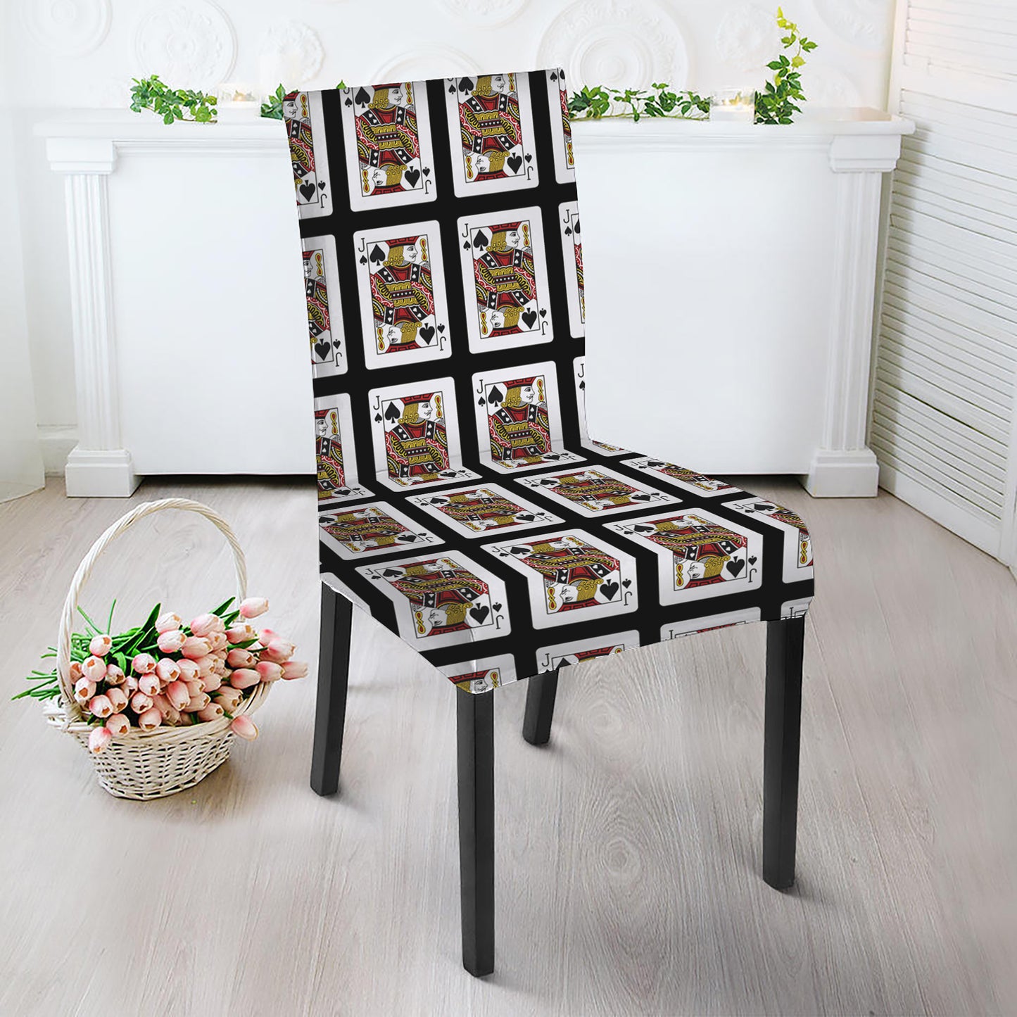 Jack Of Spades Playing Card Pattern Print Dining Chair Slipcover