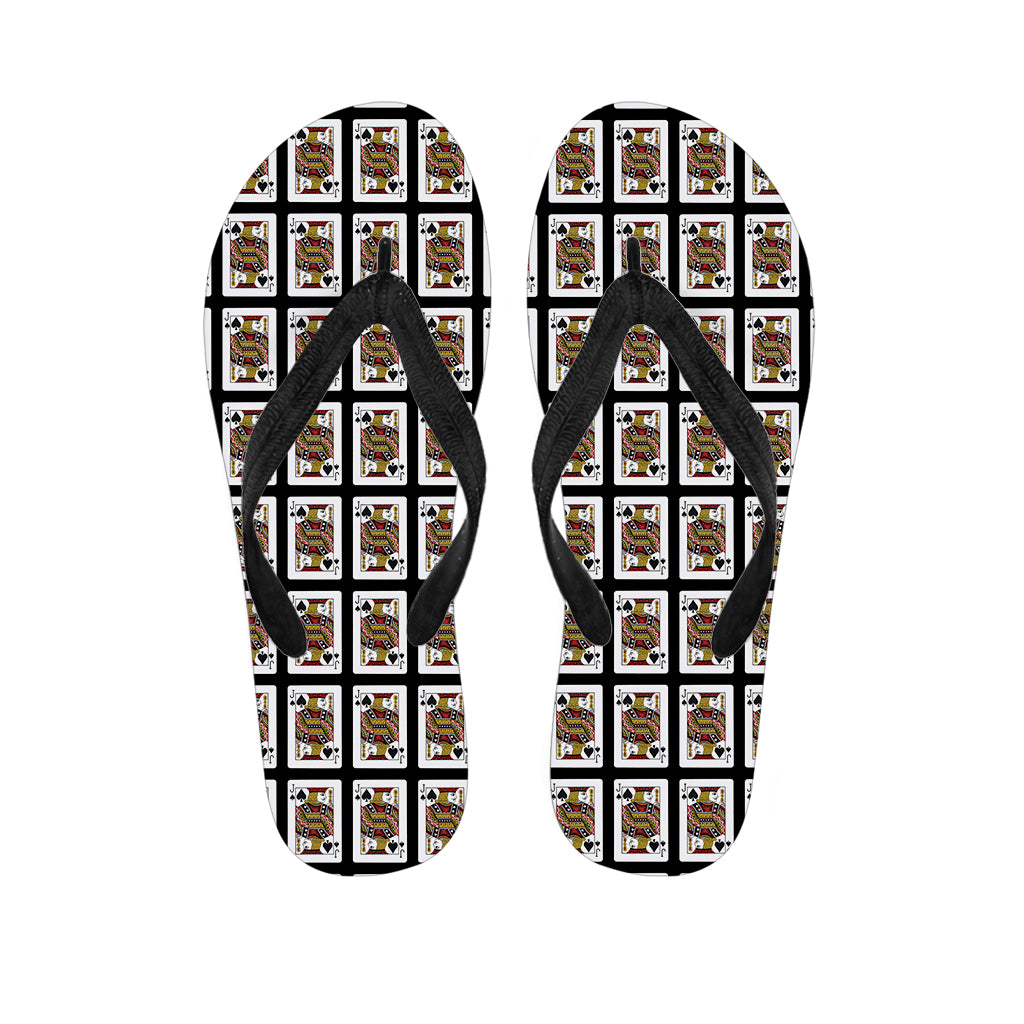 Jack Of Spades Playing Card Pattern Print Flip Flops
