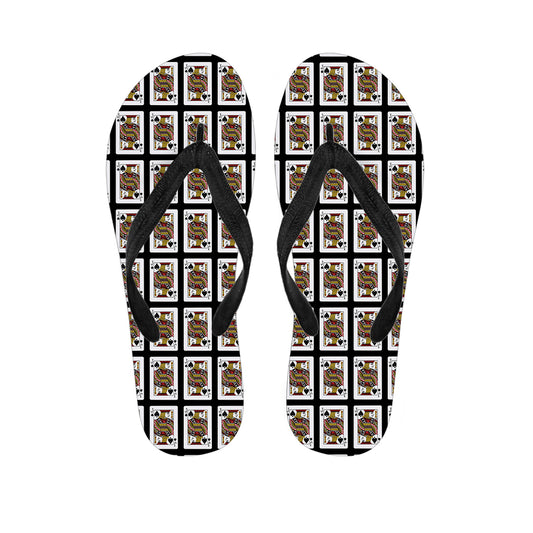Jack Of Spades Playing Card Pattern Print Flip Flops