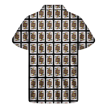 Jack Of Spades Playing Card Pattern Print Men's Short Sleeve Shirt
