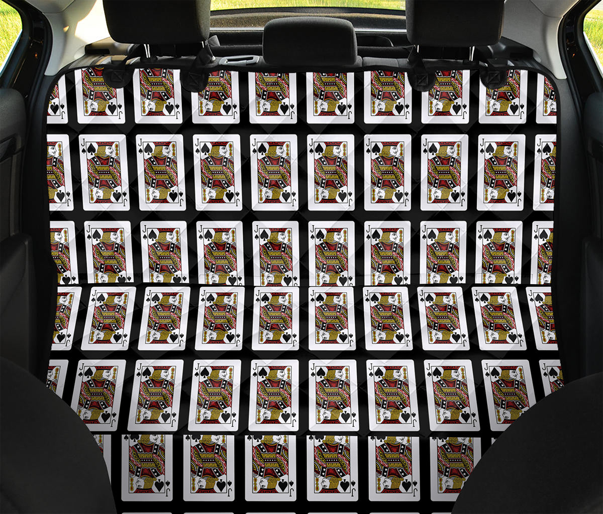 Jack Of Spades Playing Card Pattern Print Pet Car Back Seat Cover