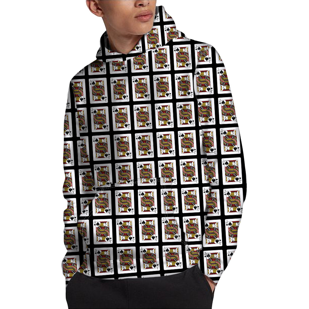 Jack Of Spades Playing Card Pattern Print Pullover Hoodie