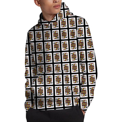 Jack Of Spades Playing Card Pattern Print Pullover Hoodie