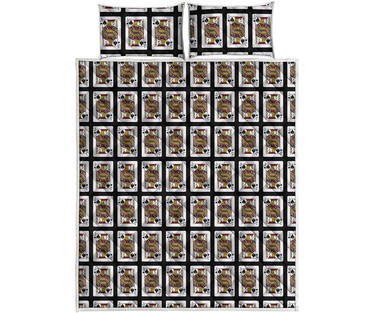 Jack Of Spades Playing Card Pattern Print Quilt Bed Set