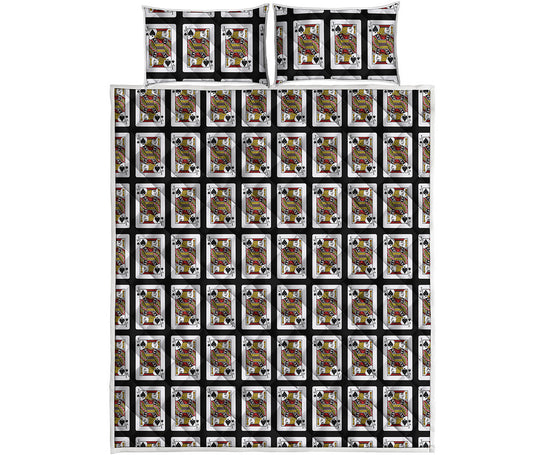 Jack Of Spades Playing Card Pattern Print Quilt Bed Set