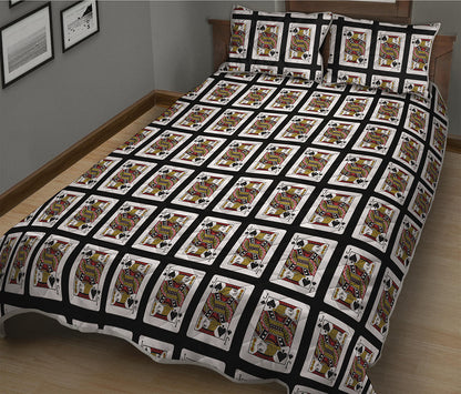 Jack Of Spades Playing Card Pattern Print Quilt Bed Set