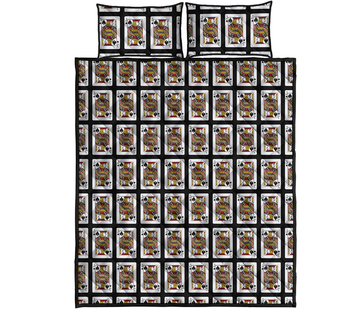 Jack Of Spades Playing Card Pattern Print Quilt Bed Set