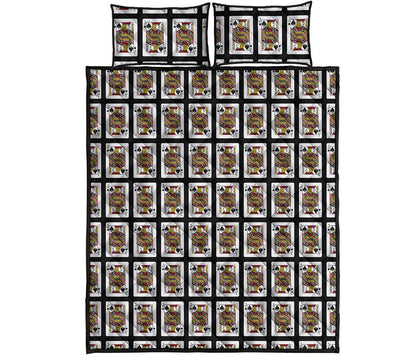 Jack Of Spades Playing Card Pattern Print Quilt Bed Set
