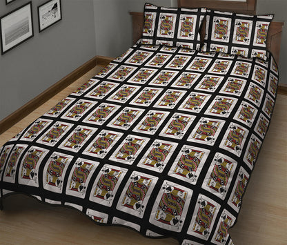 Jack Of Spades Playing Card Pattern Print Quilt Bed Set