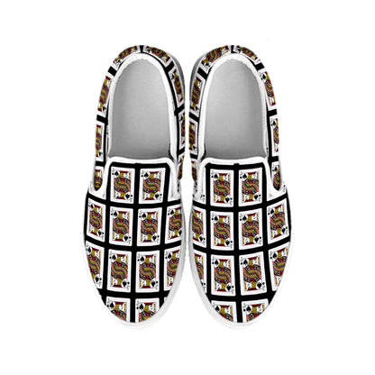 Jack Of Spades Playing Card Pattern Print White Slip On Shoes