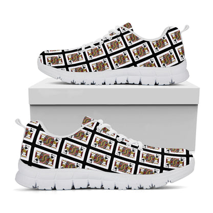 Jack Of Spades Playing Card Pattern Print White Sneakers