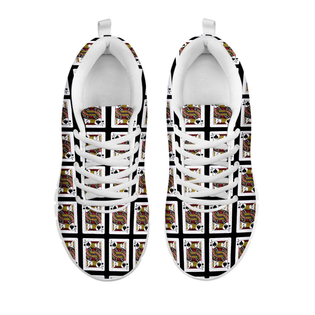 Jack Of Spades Playing Card Pattern Print White Sneakers