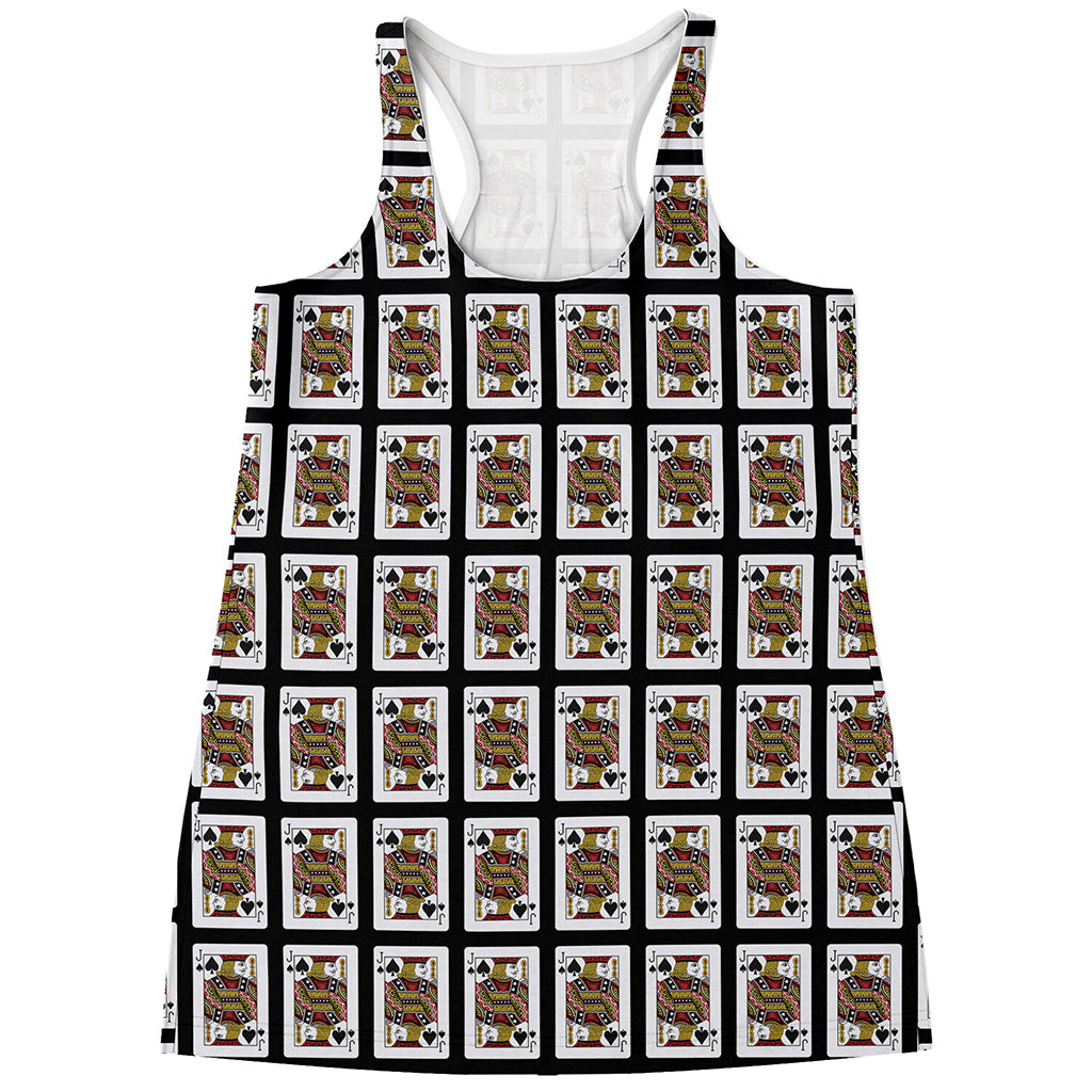 Jack Of Spades Playing Card Pattern Print Women's Racerback Tank Top
