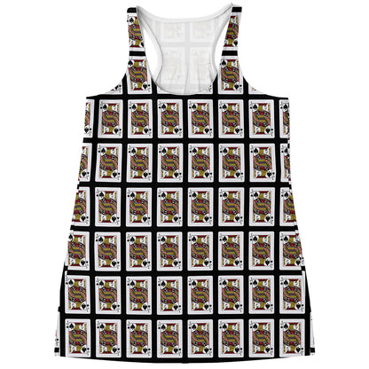 Jack Of Spades Playing Card Pattern Print Women's Racerback Tank Top