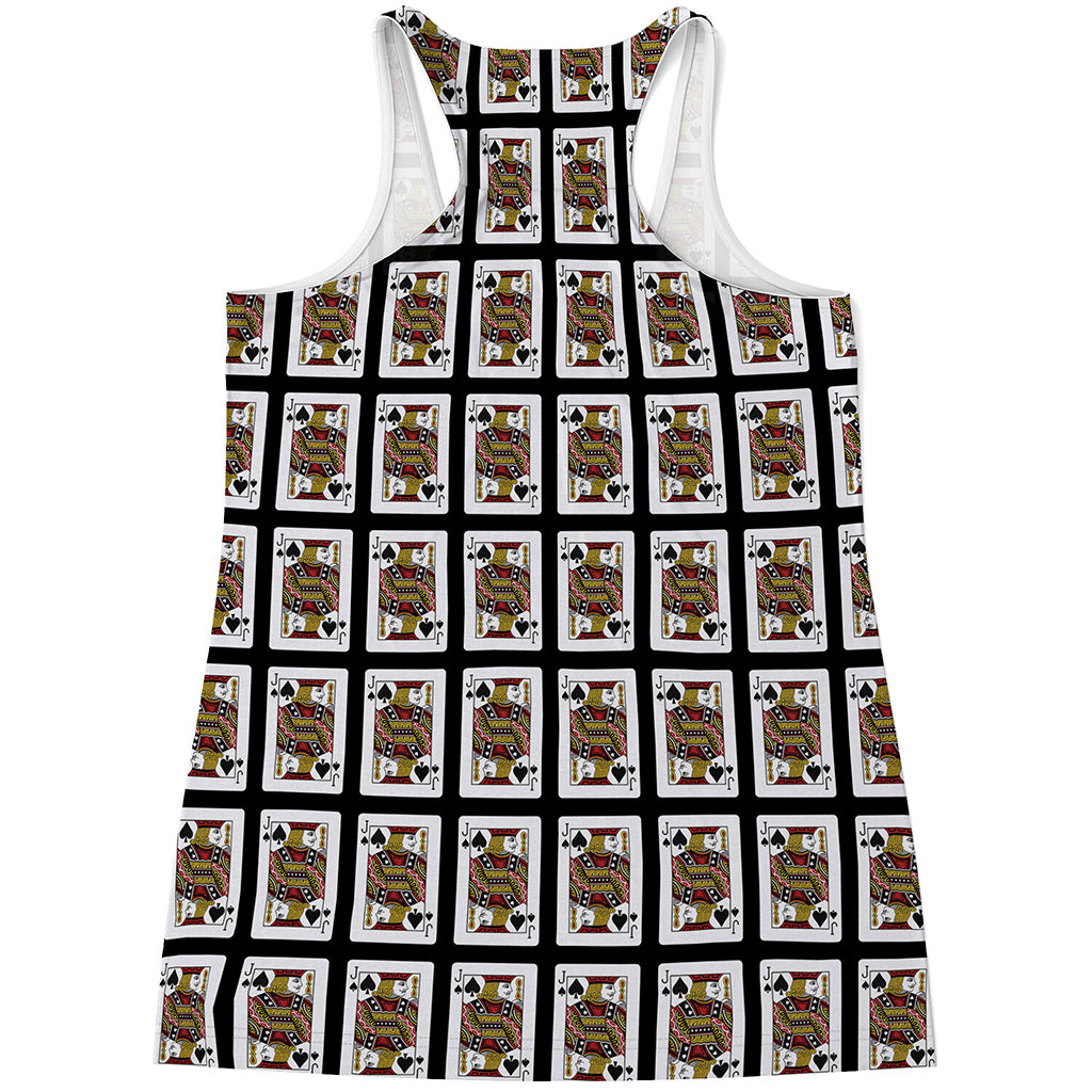 Jack Of Spades Playing Card Pattern Print Women's Racerback Tank Top