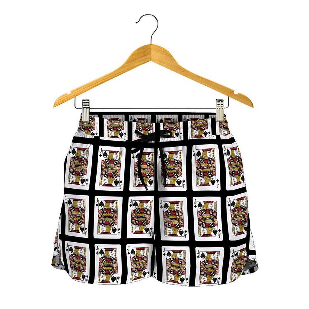 Jack Of Spades Playing Card Pattern Print Women's Shorts