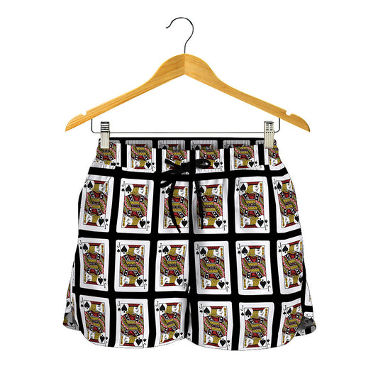 Jack Of Spades Playing Card Pattern Print Women's Shorts
