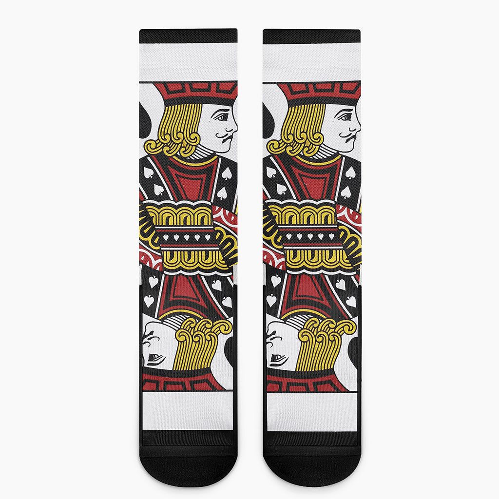Jack Of Spades Playing Card Print Crew Socks