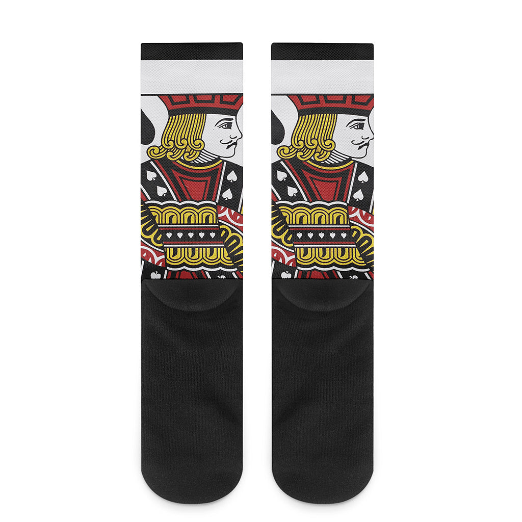 Jack Of Spades Playing Card Print Crew Socks