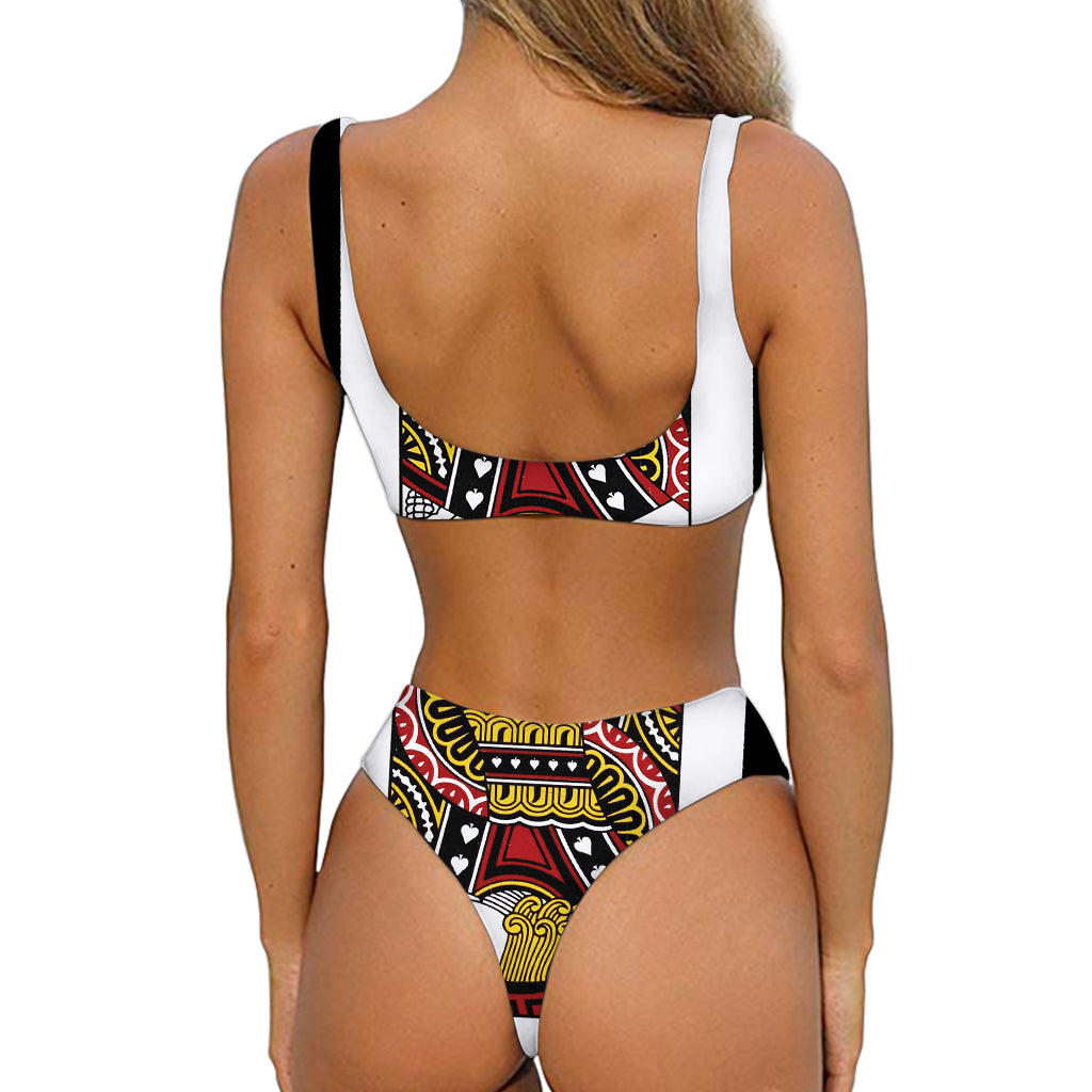 Jack Of Spades Playing Card Print Front Bow Tie Bikini