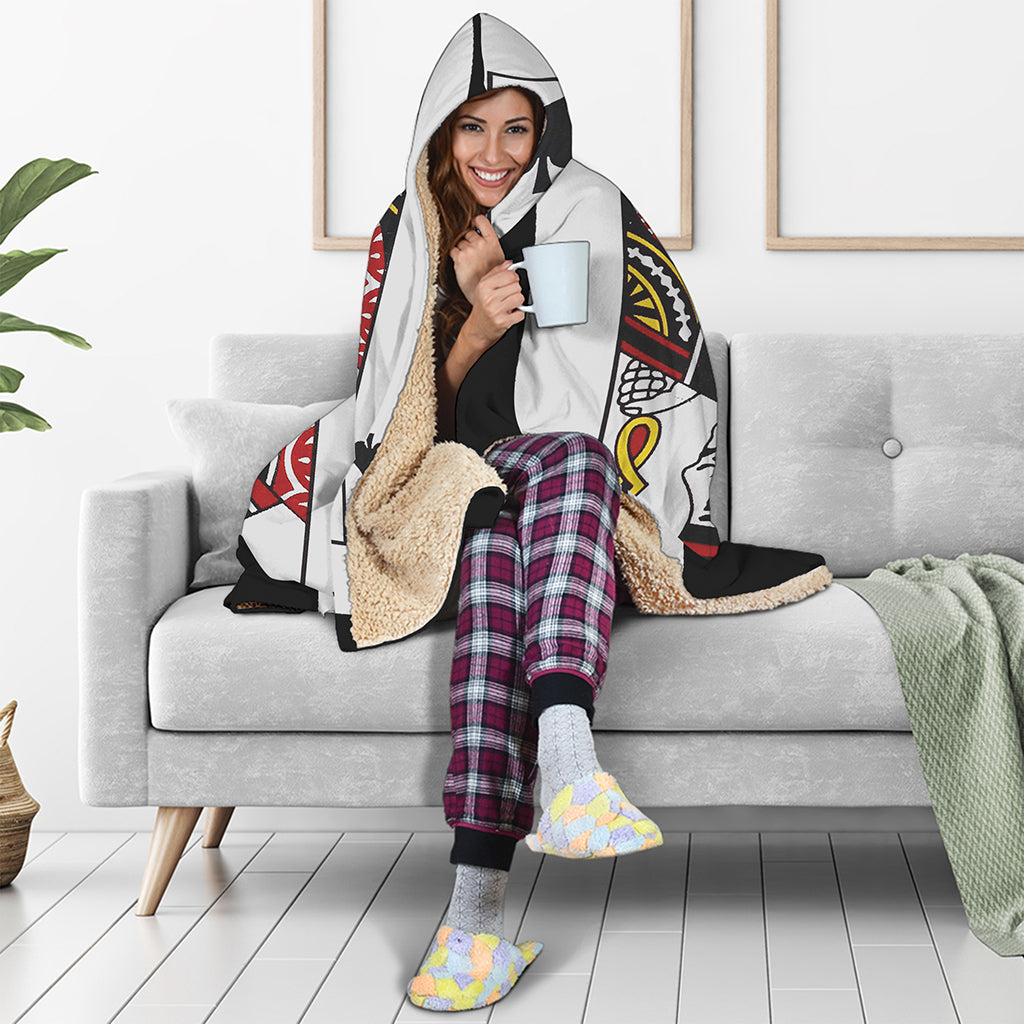 Jack Of Spades Playing Card Print Hooded Blanket