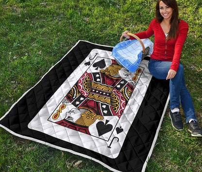 Jack Of Spades Playing Card Print Quilt