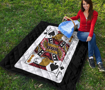 Jack Of Spades Playing Card Print Quilt