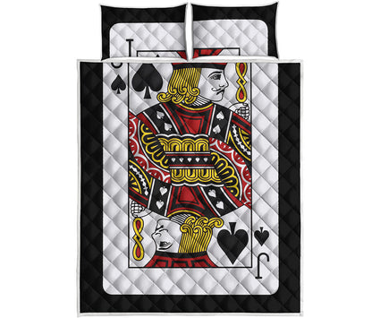 Jack Of Spades Playing Card Print Quilt Bed Set