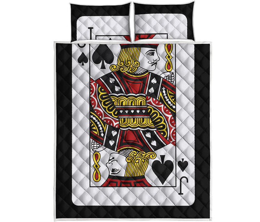 Jack Of Spades Playing Card Print Quilt Bed Set