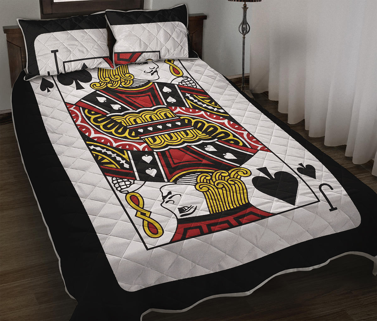 Jack Of Spades Playing Card Print Quilt Bed Set