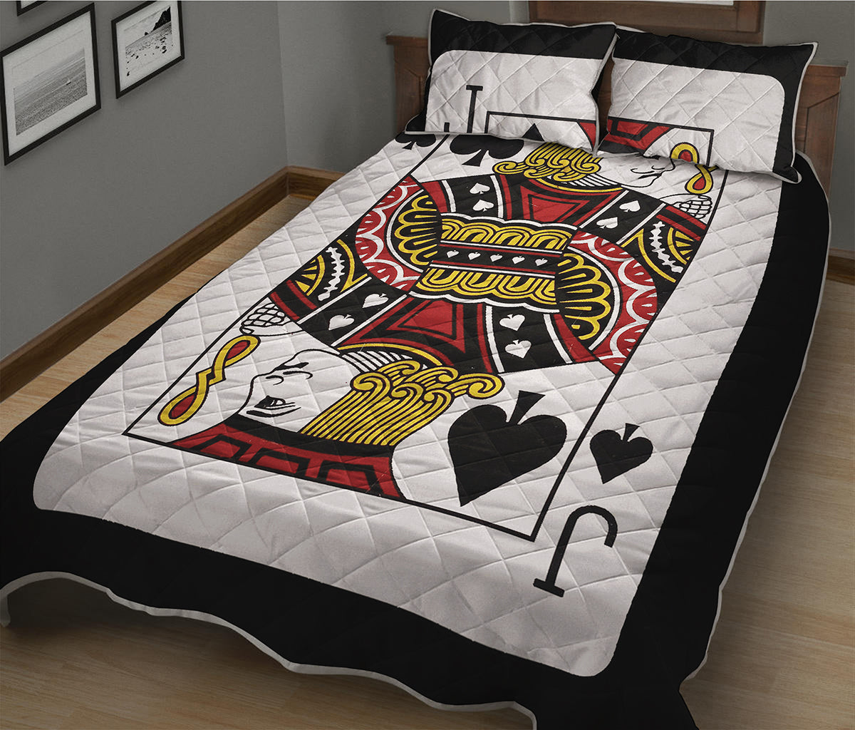 Jack Of Spades Playing Card Print Quilt Bed Set